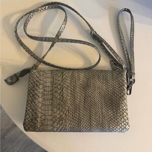 Elegant Silver Snakeskin Wristlet